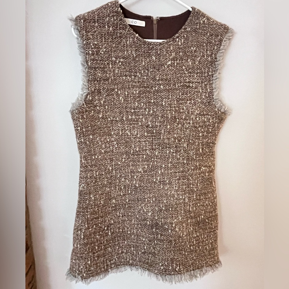 CO Tweed Brown Sleeveless Tailored Top